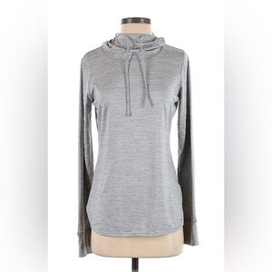 Women’s Heather Gray Hooded Long-Sleeve Yoga Top, Size XXL